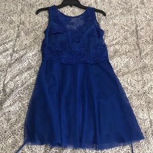 Navy blue dress with front lace